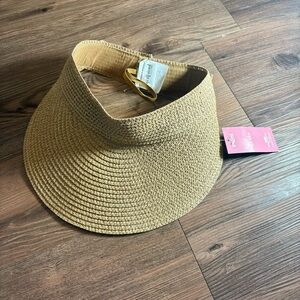 NWT The Girlfriend Tan Woven Sun Visor Hat Vacation Beach Pool
